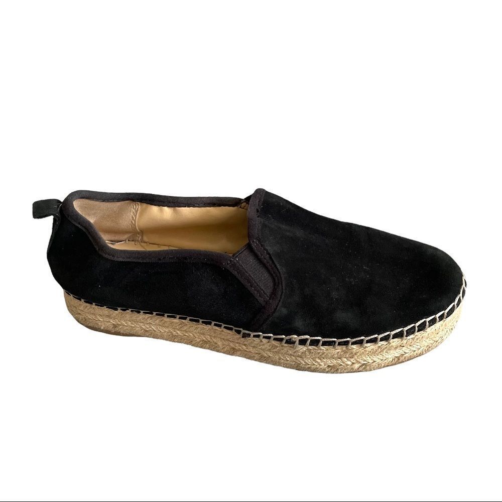 SAM EDELMAN Carrin Black Suede Platform Espadrilles Slip On Sandals Loafers 8